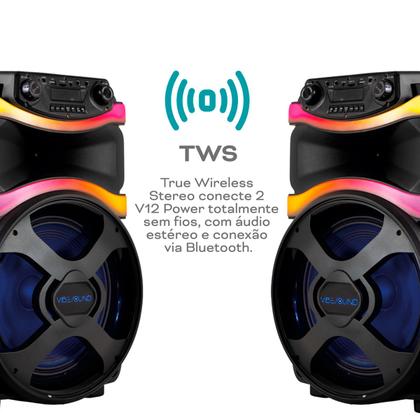Imagem de Caixa Som Bateria 800W Rms Portátil Bluetooth Amplificada Fm Usb Bivolt Vibe Sound Vs001 - V12 Power