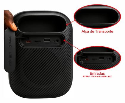 Imagem de Caixa Som Bluetooth 70W RMS À Prova D'Água LED RGB Com 2 Subwoofers Bateria 6000mAh TWS Graves Potentes