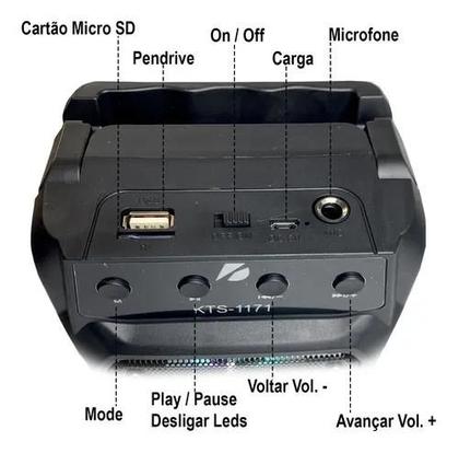 Imagem de Caixa Som Bluetooth Pequena Potente Caixinha Portatil Luz