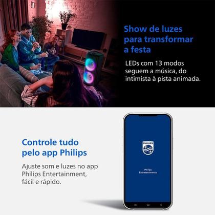 Imagem de Caixa Som Bluetooth Philips Party Speaker - TAX4000/78, Bluetooth 6.0 + USB Type-A, 1500W, Preto