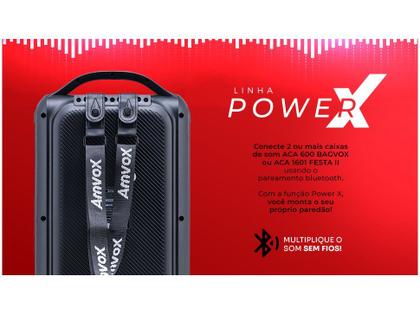 Imagem de Caixa Som Bluetooth Portátil Amplificada 600W Rms Bateria Potente Preto Amvox Aca 600 Bagvox