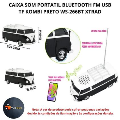 Imagem de Caixa som portatil bluetooth fm usb tf kombi preto ws-266bt