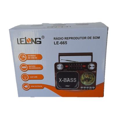 Imagem de Caixa som radio retro portatil am-fm lanterna le-665 preto