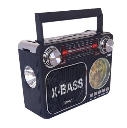 Imagem de Caixa som radio retro portatil am-fm lanterna le-665 preto