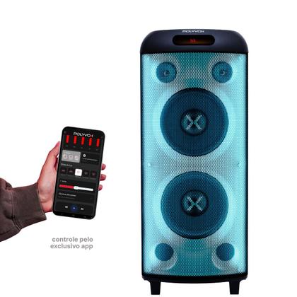 Imagem de Caixa Som Torre Polyvox Bluetooth 2000W + Microfones sem fio