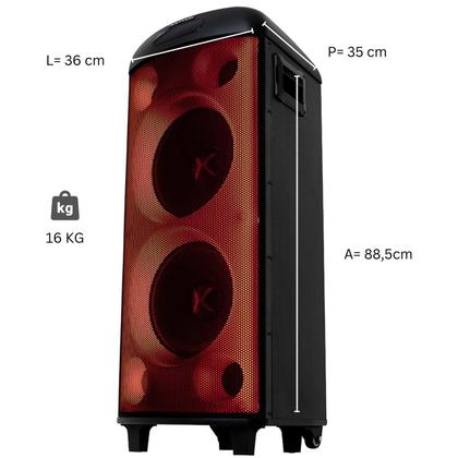 Imagem de Caixa Som Torre Polyvox Bluetooth 2000W + Microfones sem fio