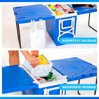 Imagem de Caixa Térmica 32 L Com Mesa E Cadeira Praia Camping 5 Em 1