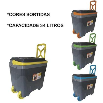 Imagem de Caixa Térmica 34 Litros Com Rodinha Camping, Pesca, Cooler - ANTARES