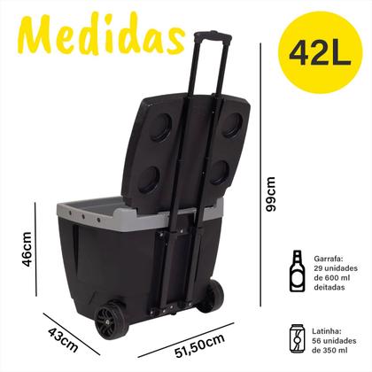 Imagem de  Caixa Térmica 42L com Rodinhas Livre de Peso Leve Tudo o que Precisa com Conforto