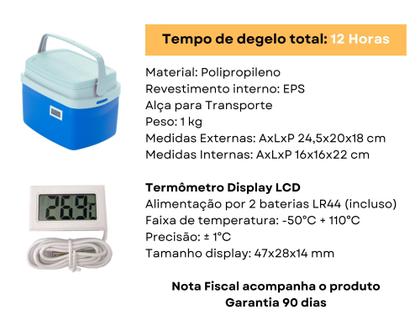 Imagem de Caixa Térmica 5 litros Cooler com Termômetro Digital Simples e Certificado de Calibração