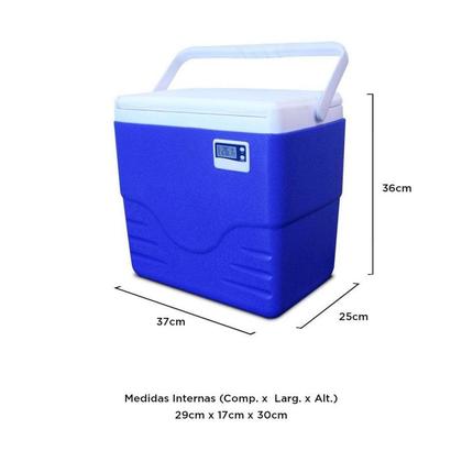 Imagem de Caixa Térmica Azul c/ Termômetro Digital Alça Superior 15 Litros - Coleman