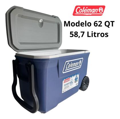 Caixa Térmica Coleman Cooler 58,7 Litros 62 Qt Com Rodas