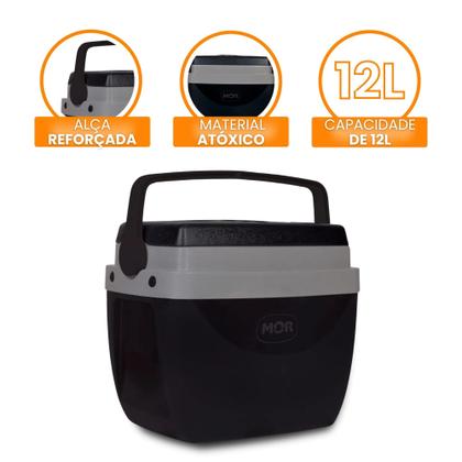 Imagem de Caixa Térmica Cooler 12 Litros Com Alça E Porta Copos Capacidade 13 Latas
