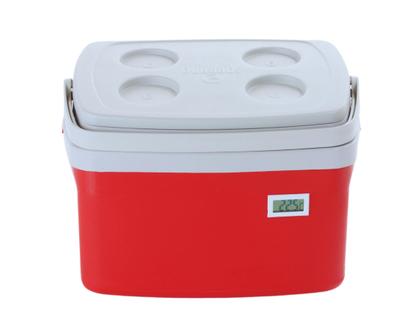 Imagem de Caixa Térmica Cooler 12 litros com Termômetro Digital Certificado de Calibração para Transporte Vacinas Medicamentos e Refrigerados