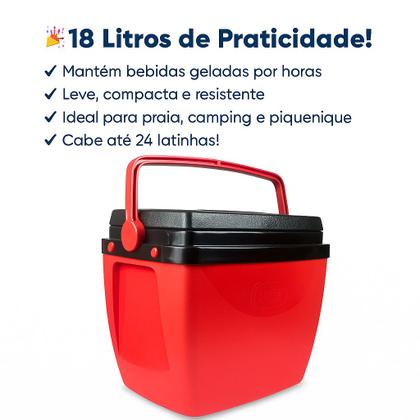 Imagem de Caixa Térmica Cooler 18 Litros 24 Latas Com Alça