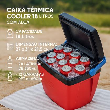 Imagem de Caixa Térmica Cooler 18 Litros 24 Latas Com Alça