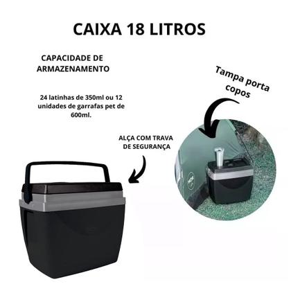 Imagem de Caixa Termica Cooler 18 Litros Preta 24 Latas - Mor