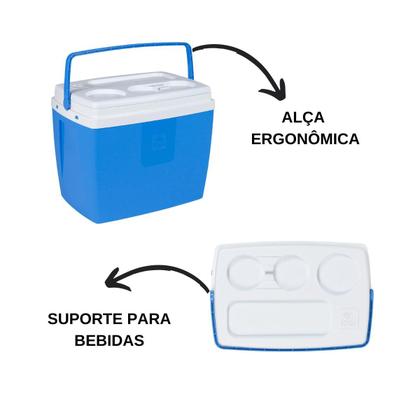 Imagem de Caixa Térmica Cooler 19 Litros Com Alça Bel - Azul