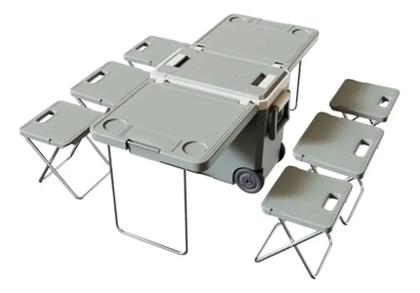 Imagem de Caixa Térmica Cooler 32l Rodas E Vira Mesa 6 Bancos Dobrável