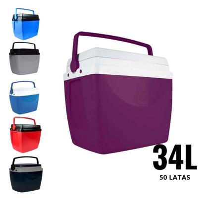 Imagem de Caixa Térmica Cooler 34 Litros 50 Latas Com Alça
