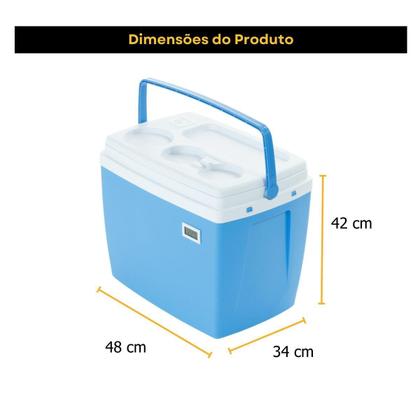 Imagem de Caixa Térmica Cooler 36 litros com Termômetro Digital Simples Certificado de Calibração
