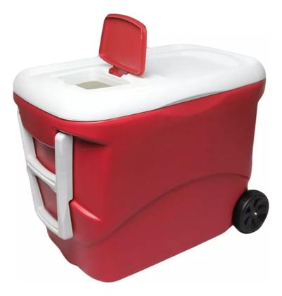 Imagem de Caixa Térmica Cooler 50 Litros Com Alça e Rodas 72 Latas Soprano