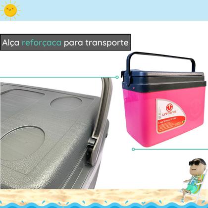 Imagem de Caixa térmica Cooler 7,5L Alça Tampa bandeja Floripa Unitermi Cerveja Água Suco Praia Churrasco