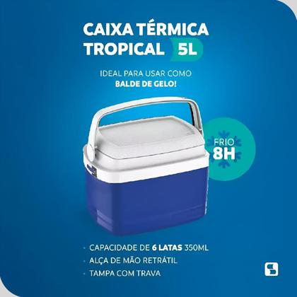 Imagem de Caixa Termica Cooler Bebidas 5L Azul Pequena Soprano