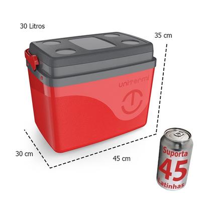 Imagem de Caixa Térmica Cooler Com Alça 30 Litros Grande 45 Latas Unitermi
