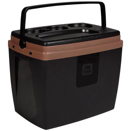Imagem de Caixa Térmica Cooler com Alça Bel 19 Litros Plástico Atóxico e Inodoro Livre de BPA Onix Preto e Marrom (071982)