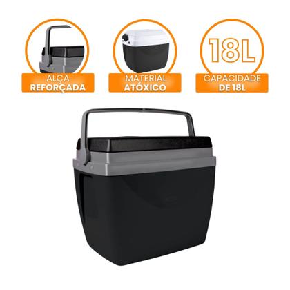 Imagem de Caixa Térmica Cooler Com Alça E Porta Copos 18L Capacidade 24 Latas 