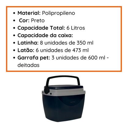 Imagem de Caixa Térmica Cooler Pequena 6 Litros Praia Camping Piscina