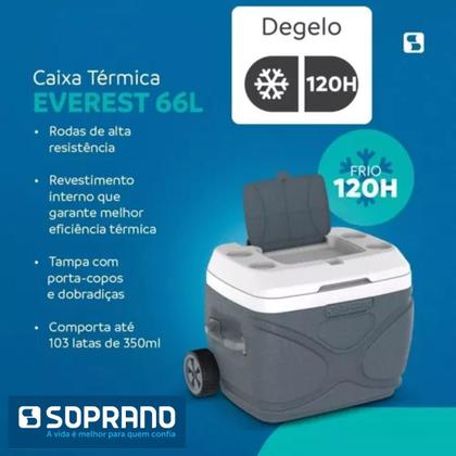 Imagem de Caixa Térmica Everest Cinza 66l Eficiência Térmica 120 Horas