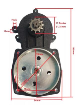 Imagem de Caixa Transmissão Eixo Longo Mini Moto Mxf Ferinha 49cc 2t