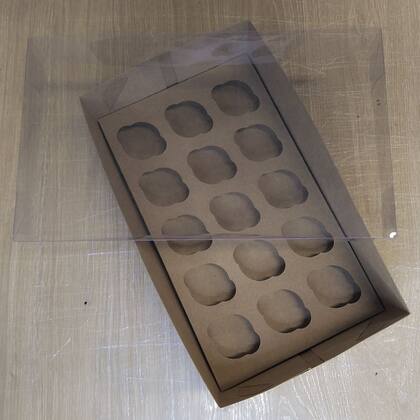 Imagem de Caixa Transparente - 15 Cupcake Mini - Kraft - 30 x 18 x 8 cm - 5 unidades - Assk - Rizzo