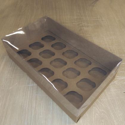 Imagem de Caixa Transparente - 15 Cupcake Mini - Kraft - 30 x 18 x 8 cm - 5 unidades - Assk - Rizzo
