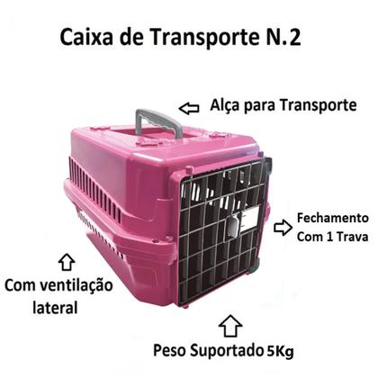 Imagem de Caixa Transporte Cachorro N2 Rosa +  Mordedor Chalesco Pet