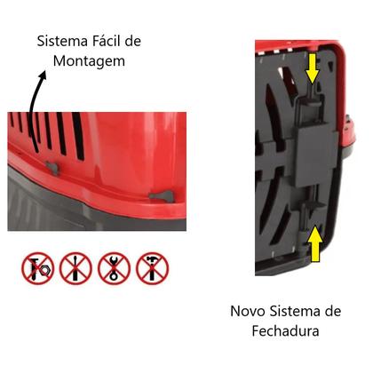 Imagem de Caixa Transporte Gatos Cachorros Pequenos Vermelho Alvorada