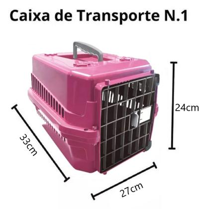 Imagem de Caixa Transporte Pet N1 Rosa + Mordedor Interativo Galinha