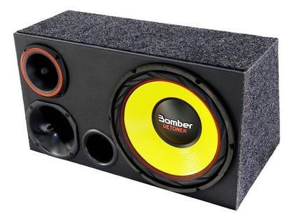 Imagem de Caixa Trio Carro Som Bomber Detoner Amarelo + Modulo Taramps