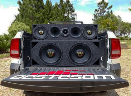 Imagem de Caixa Trio Som Automotivo Completa 2x12 + Corneteira Medio