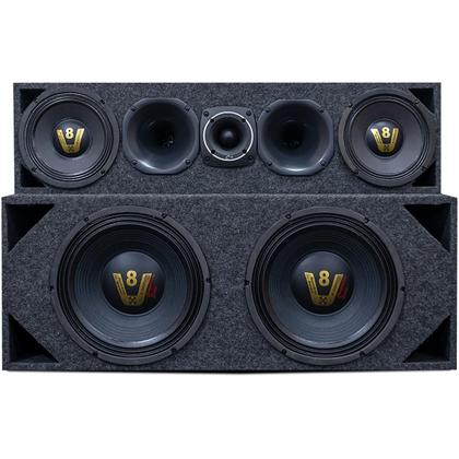 Imagem de Caixa Trio Som Automotivo Completa 2x12 + Corneteira Medio
