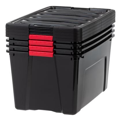 Imagem de Caixas de armazenamento de plástico empilhável Iris USA 72 Qt com tampas, pacote com 4