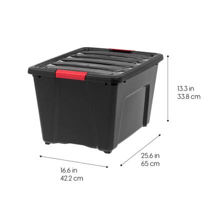 Imagem de Caixas de armazenamento de plástico empilhável Iris USA 72 Qt com tampas, pacote com 4