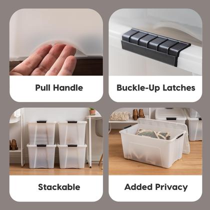 Imagem de Caixas de armazenamento Iris USA 54 Qt de plástico empilhável com tampas, pacote com 4