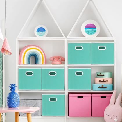 Imagem de Caixas de armazenamento SIMPLE HOUSEWARE, cubo dobrável, 28 cm, turquesa, pacote com 6