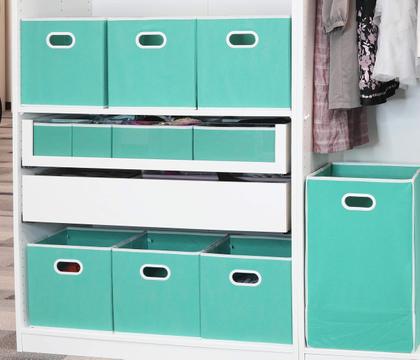 Imagem de Caixas de armazenamento SIMPLE HOUSEWARE, cubo dobrável, 28 cm, turquesa, pacote com 6