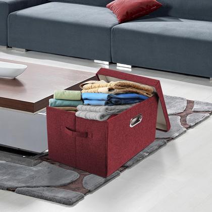 Imagem de Caixas de armazenamento TYEERS grandes com tampas, pacote com 3 unidades de poliéster para vinho tinto