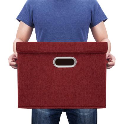 Imagem de Caixas de armazenamento TYEERS grandes com tampas, pacote com 3 unidades de poliéster para vinho tinto