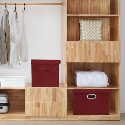 Imagem de Caixas de armazenamento TYEERS grandes com tampas, pacote com 3 unidades de poliéster para vinho tinto